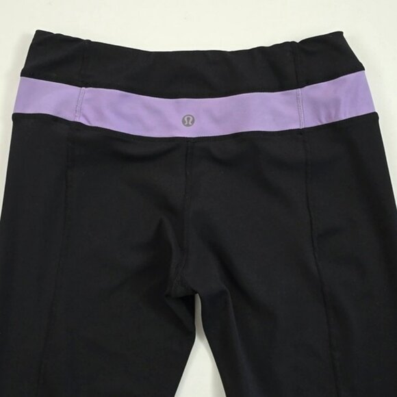 Lululemon Women's Black Groove Flare Pant Stretch Purple Stripe Yoga Size 8 - Picture 4 of 14